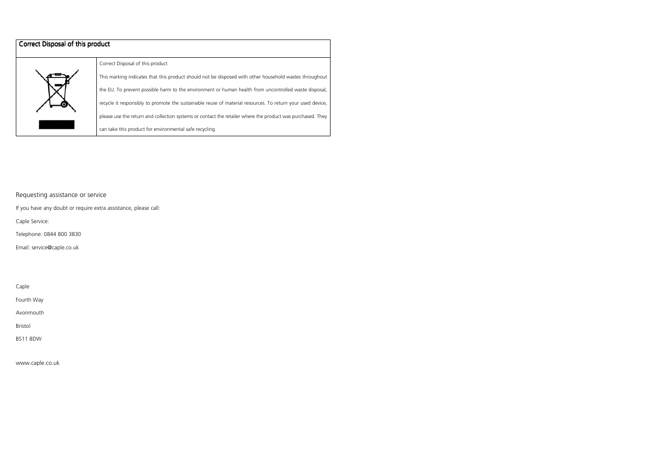 Caple RFZ70 User Manual | Page 10 / 10
