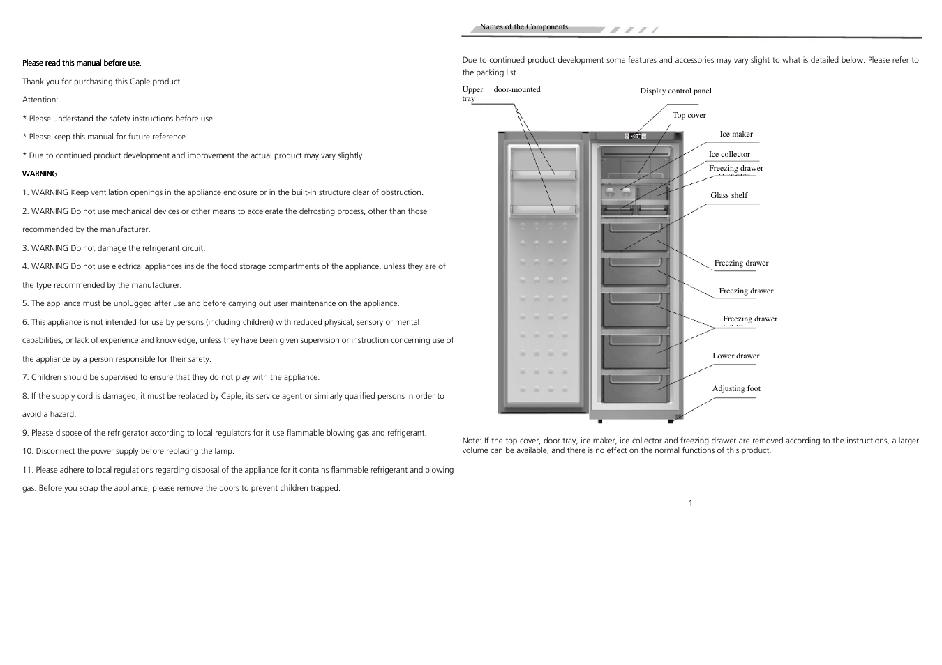 Caple RFZ70 User Manual | Page 2 / 10