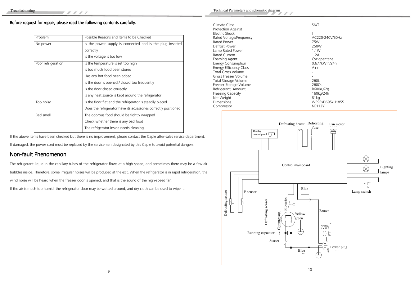 Caple RFZ70 User Manual | Page 9 / 10