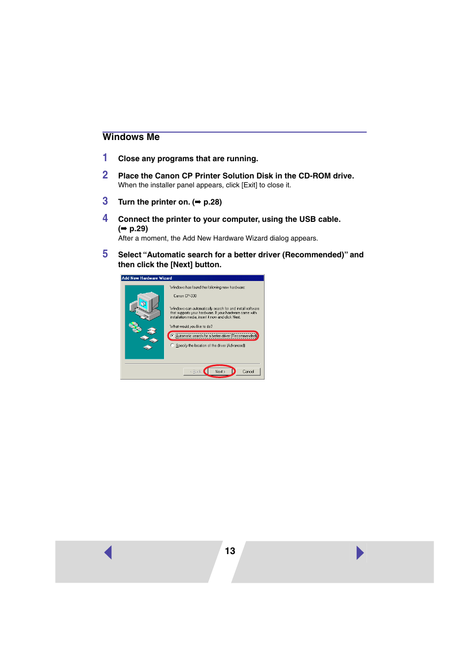 Windows me | Canon CP 220 User Manual | Page 13 / 54