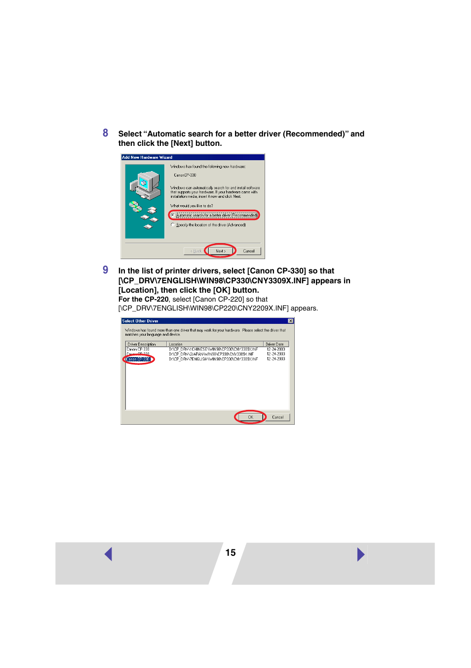 Canon CP 220 User Manual | Page 15 / 54