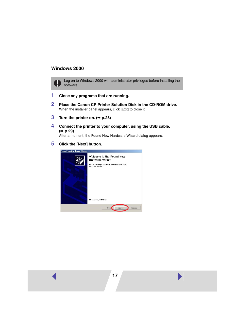 Windows 2000 | Canon CP 220 User Manual | Page 17 / 54