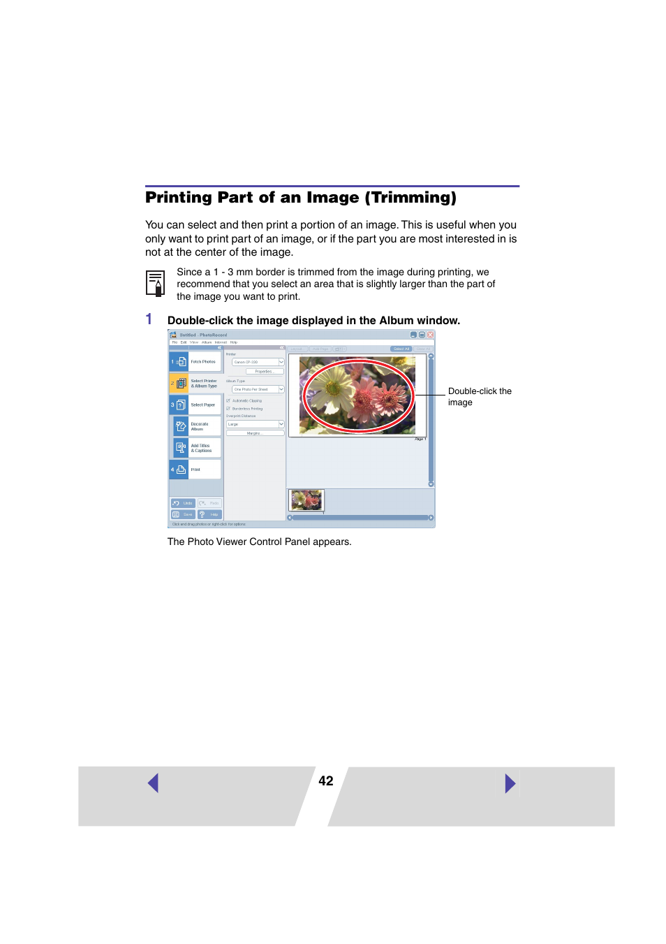 Printing part of an image (trimming) | Canon CP 220 User Manual | Page 42 / 54