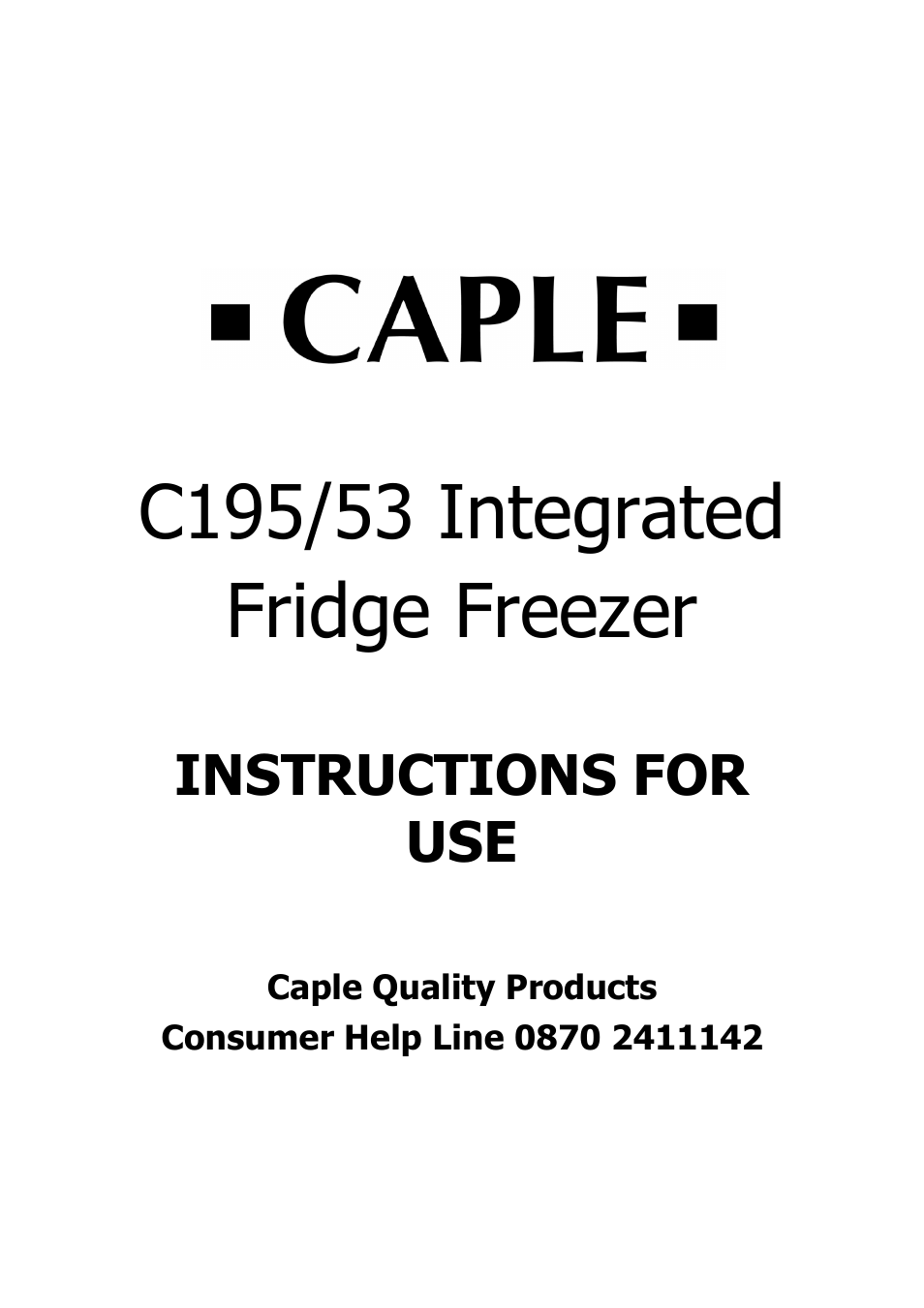 Caple C195 53 User Manual | 15 pages