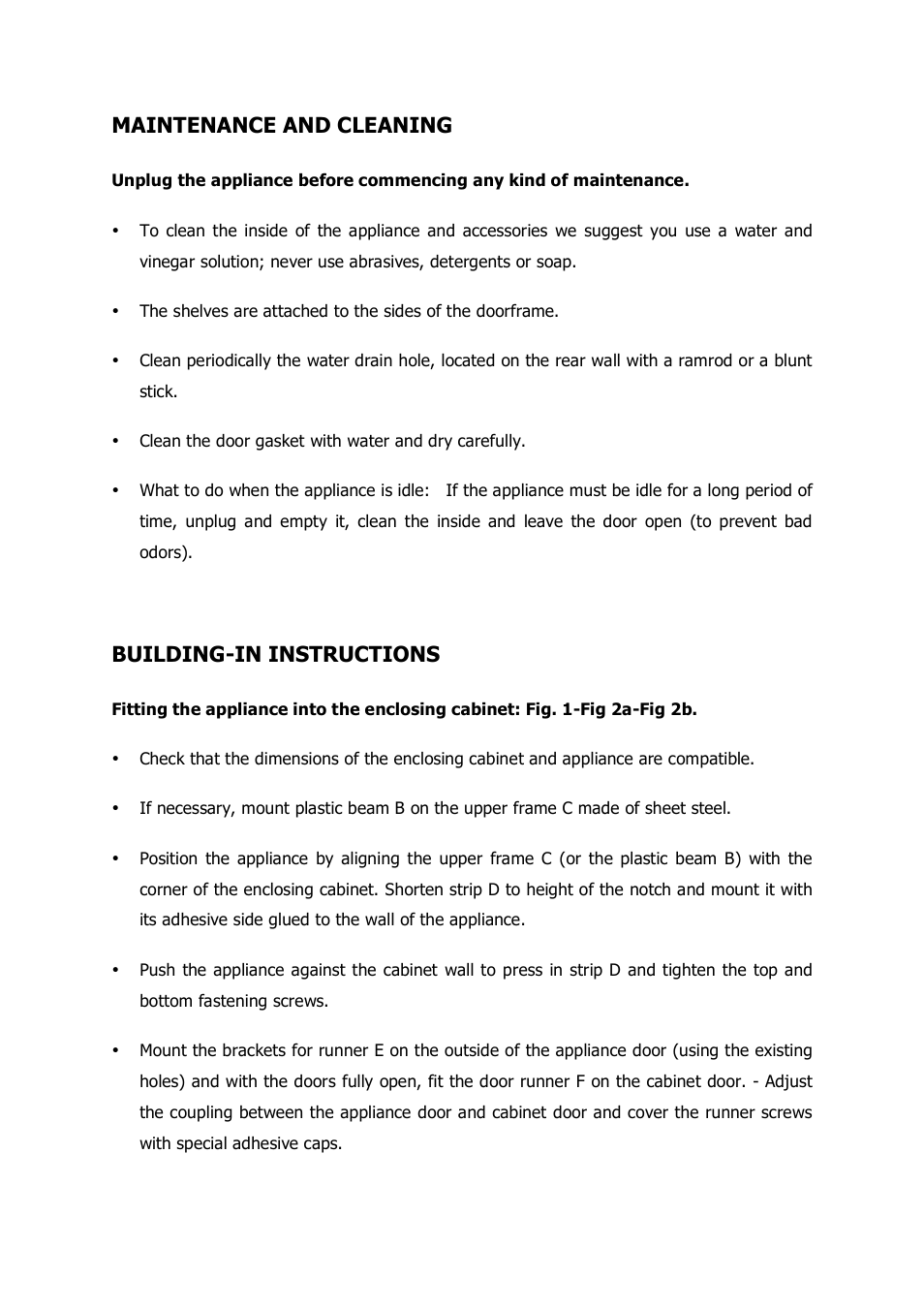Maintenance and cleaning, Building-in instructions | Caple C195 53 User Manual | Page 9 / 15