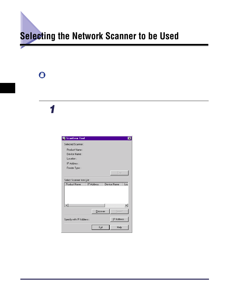 Selecting the network scanner to be used, Selecting the network scanner to be used -8 | Canon iR Series User Manual | Page 25 / 46