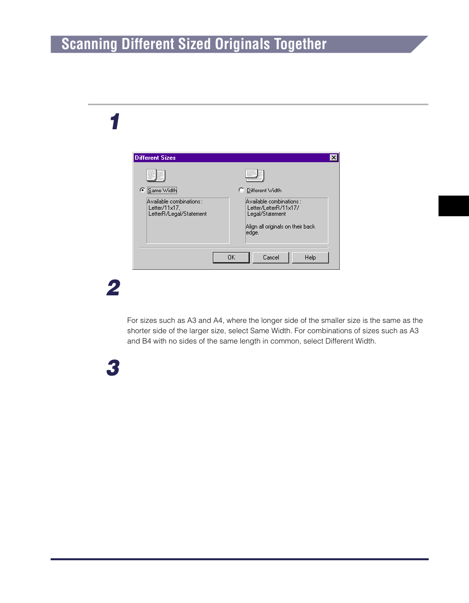 Scanning different sized originals together, Scanning different sized originals together -7 | Canon iR Series User Manual | Page 38 / 46