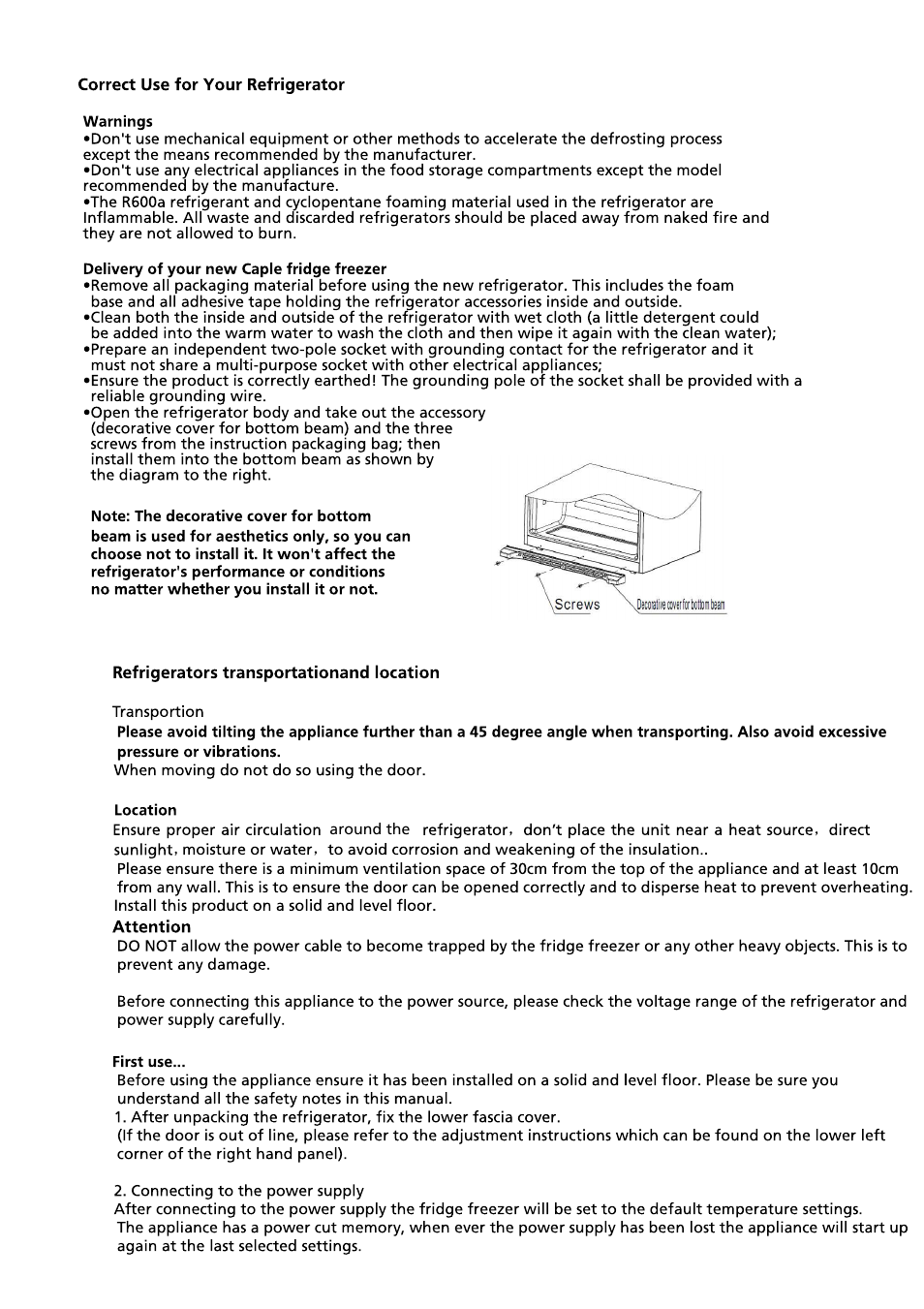 Caple CAFF21 User Manual | Page 5 / 13