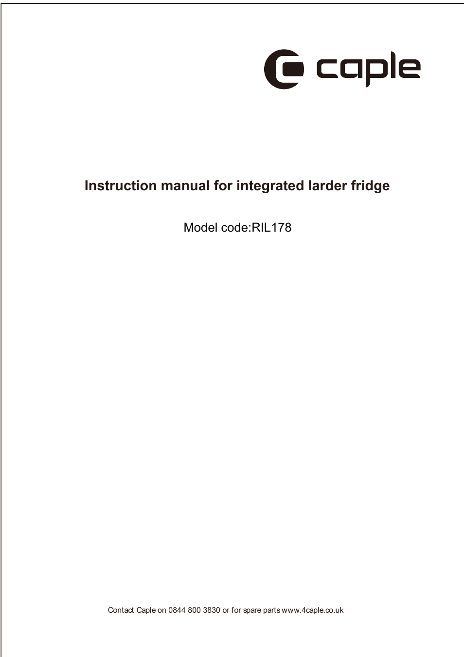 Caple RiL178 User Manual | 21 pages