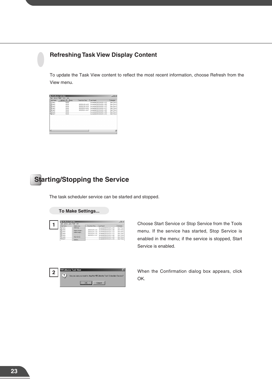 Starting/stopping the service | Canon VB150 User Manual | Page 26 / 32