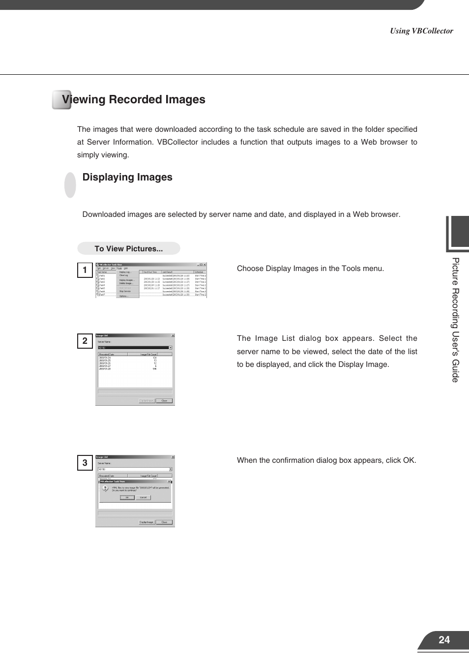 Viewing recorded images | Canon VB150 User Manual | Page 27 / 32