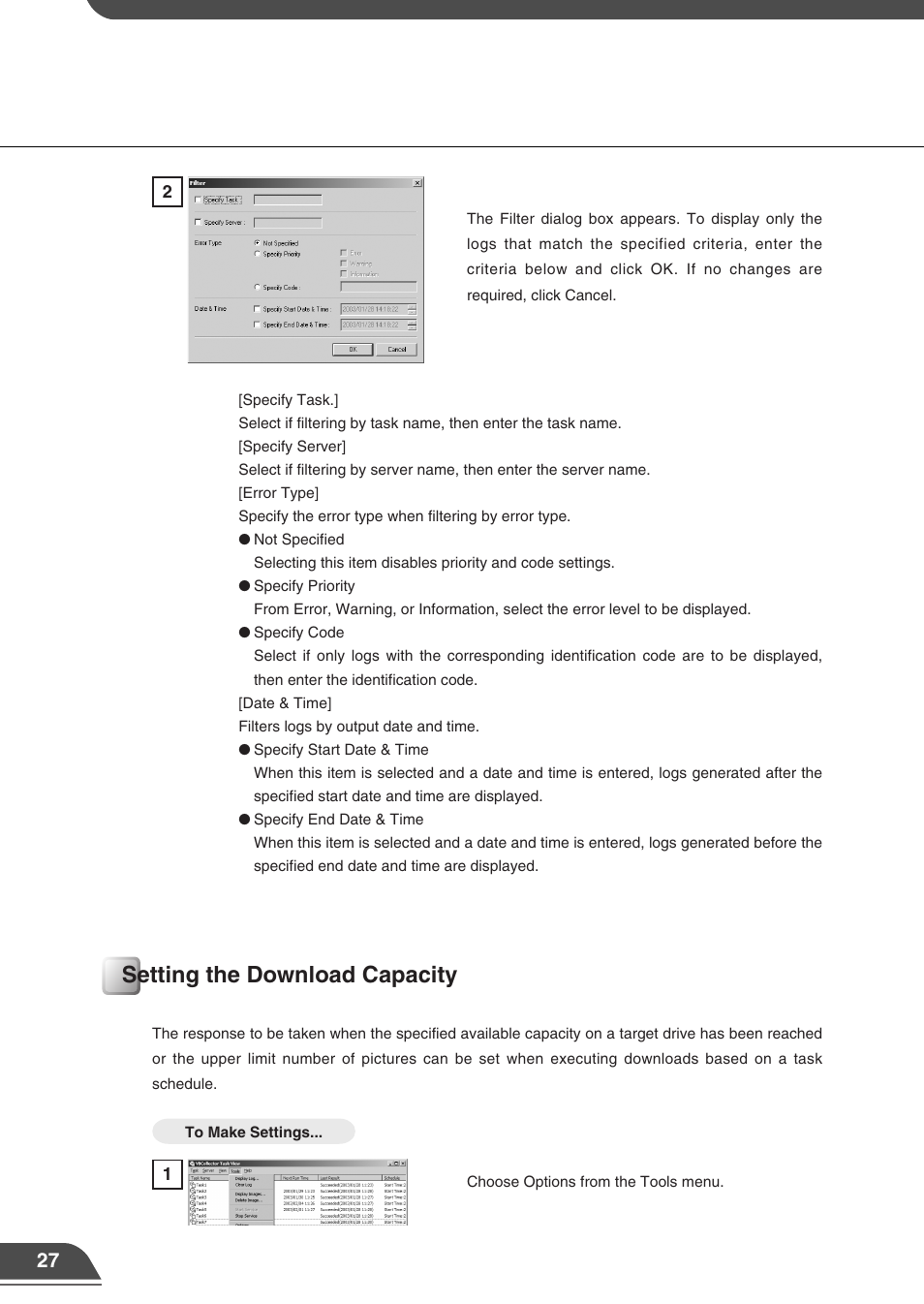 Setting the download capacity | Canon VB150 User Manual | Page 30 / 32