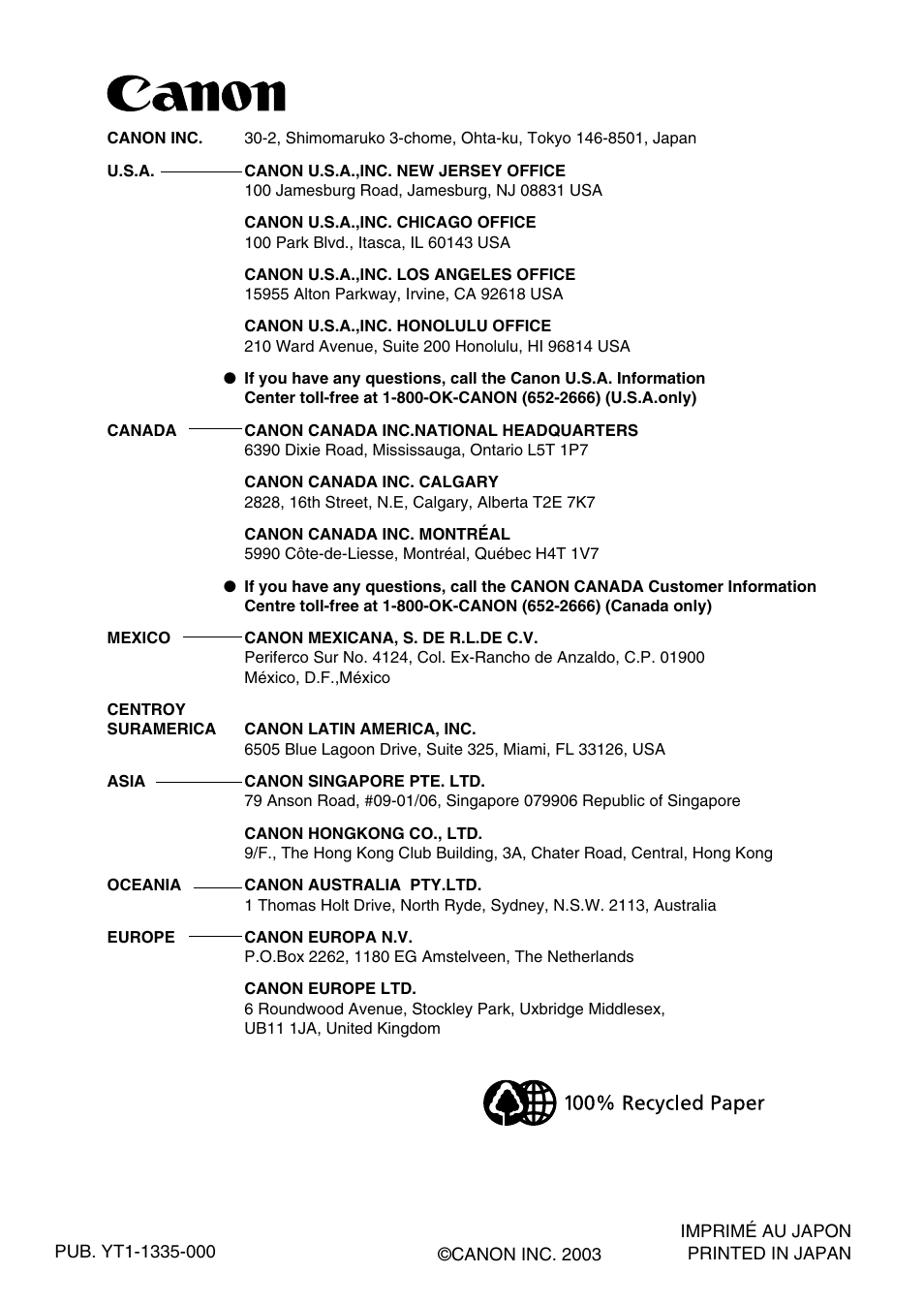 Canon VB150 User Manual | Page 32 / 32