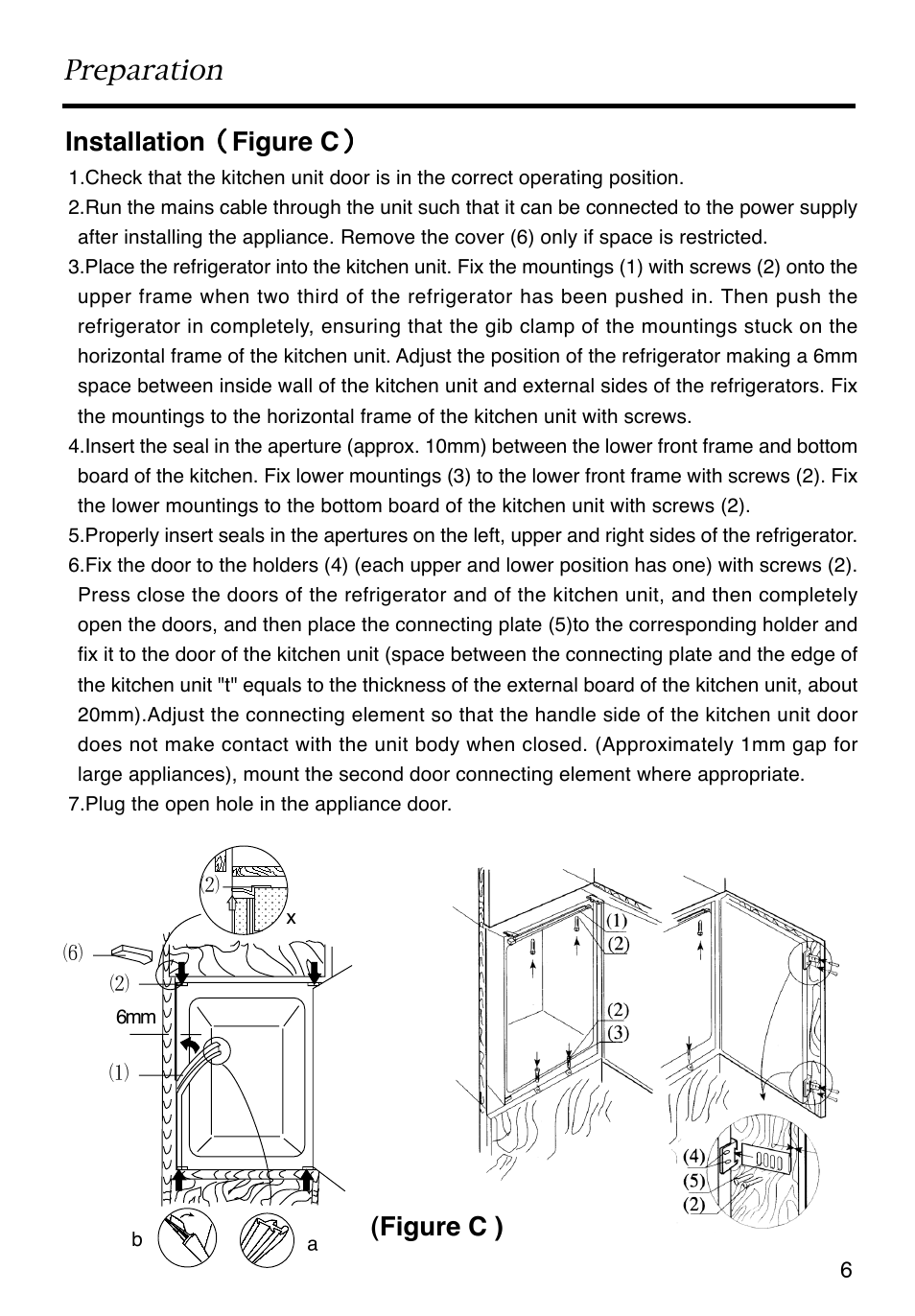 Preparation, Installation （ （ （ （ （ figure c, Figure c ) | Caple RiR121 User Manual | Page 7 / 15