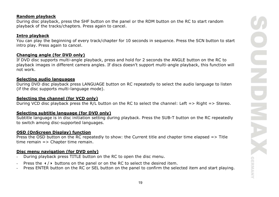 SoundMax SM-CMD2024 User Manual | Page 19 / 57