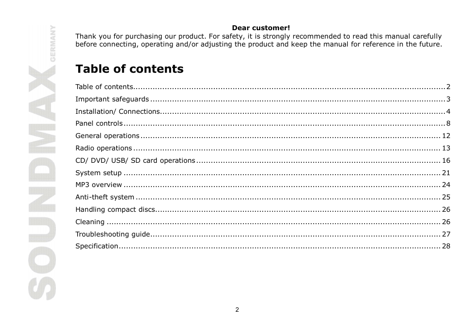 SoundMax SM-CMD2024 User Manual | Page 2 / 57