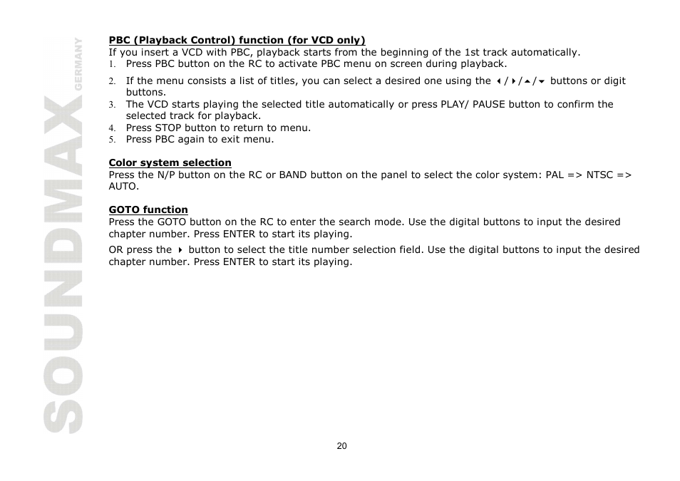 SoundMax SM-CMD2024 User Manual | Page 20 / 57
