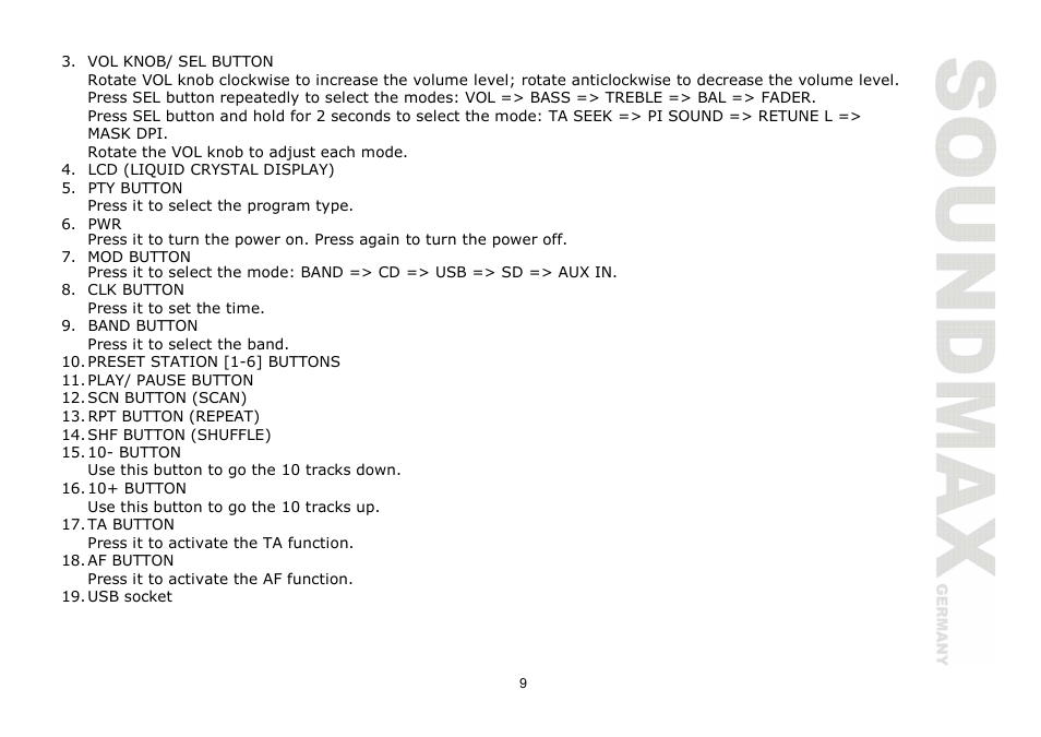 SoundMax SM-CMD2024 User Manual | Page 9 / 57