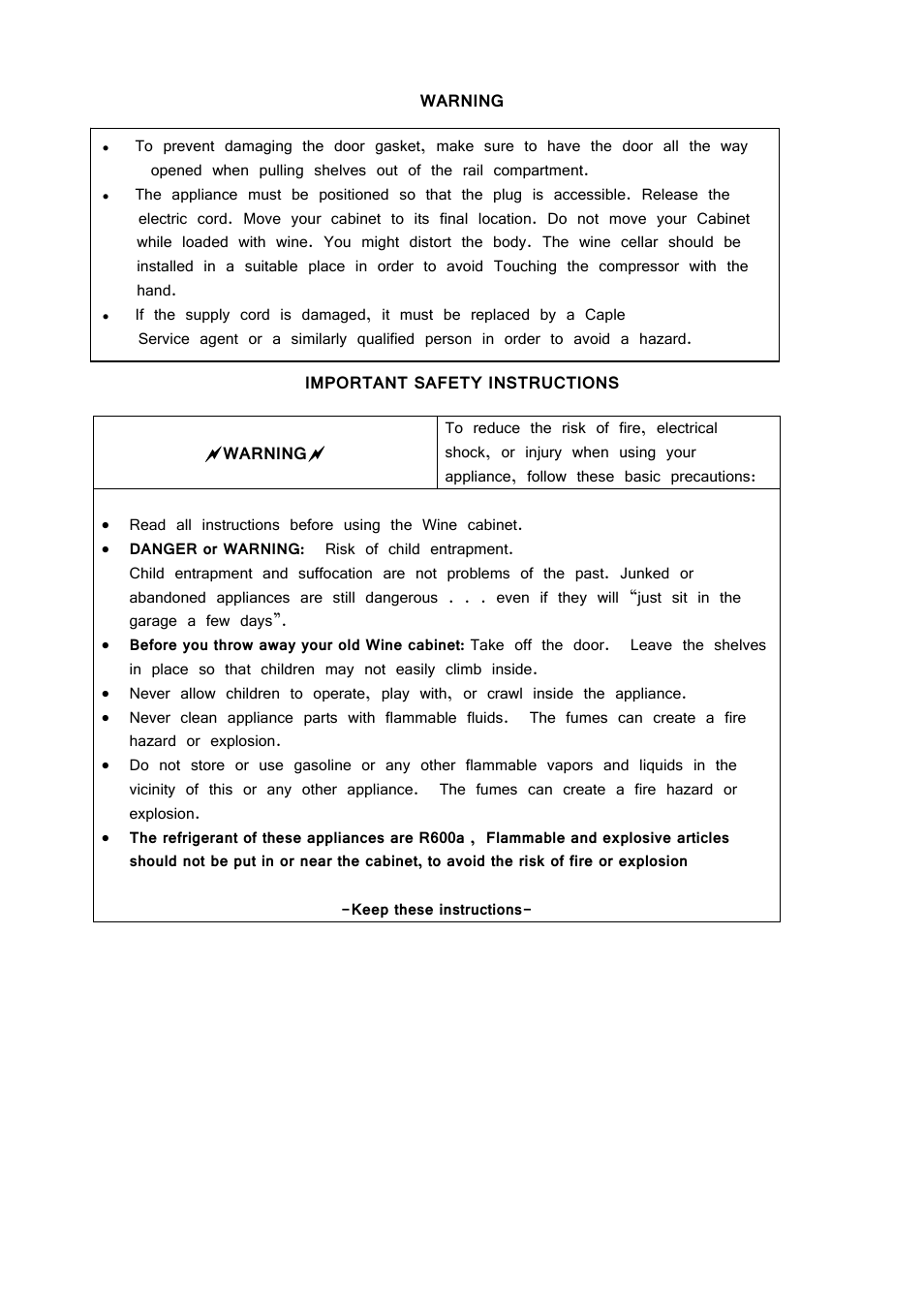 Caple WC6215 User Manual | Page 2 / 12