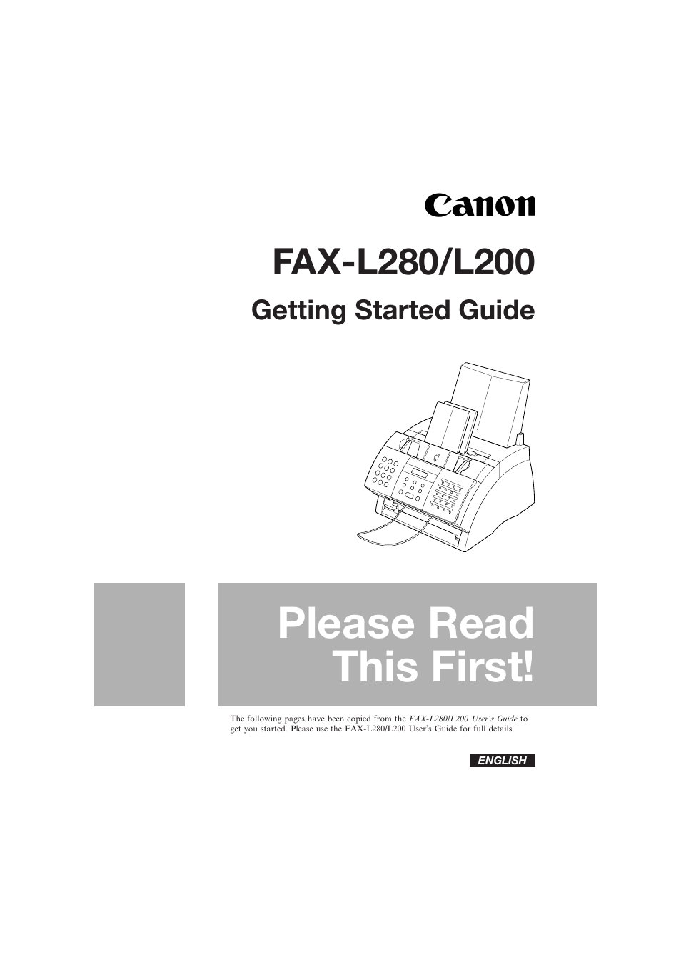 Canon L280 User Manual | 24 pages