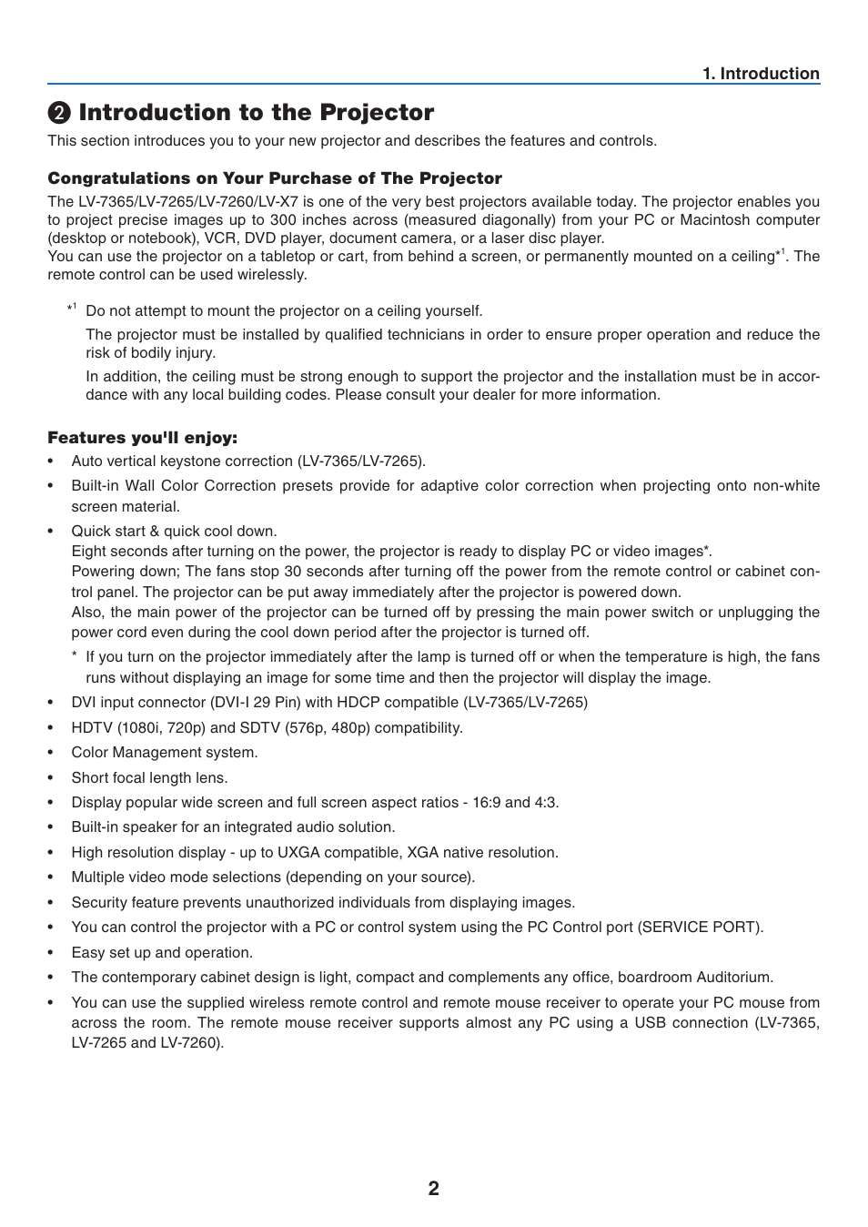 Introduction to the projector | Canon LV 7365 User Manual | Page 11 / 83