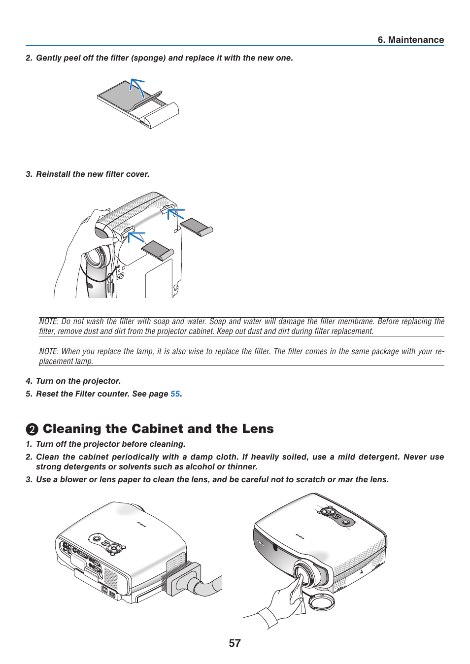 Cleaning the cabinet and the lens, Maintenance, Vo l | Canon LV 7365 User Manual | Page 66 / 83