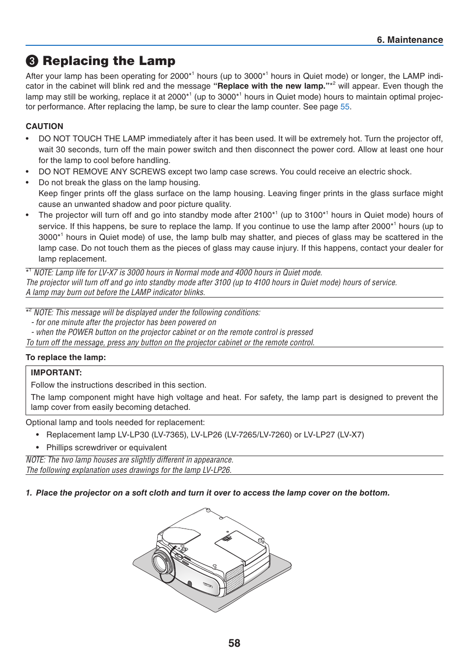 Replacing the lamp | Canon LV 7365 User Manual | Page 67 / 83