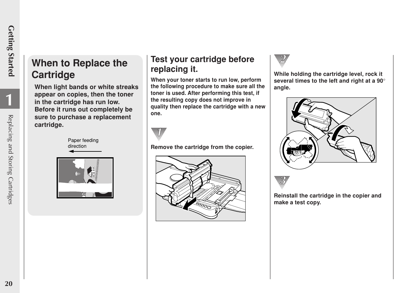 When to replace the cartridge | Canon PC 140 User Manual | Page 22 / 60