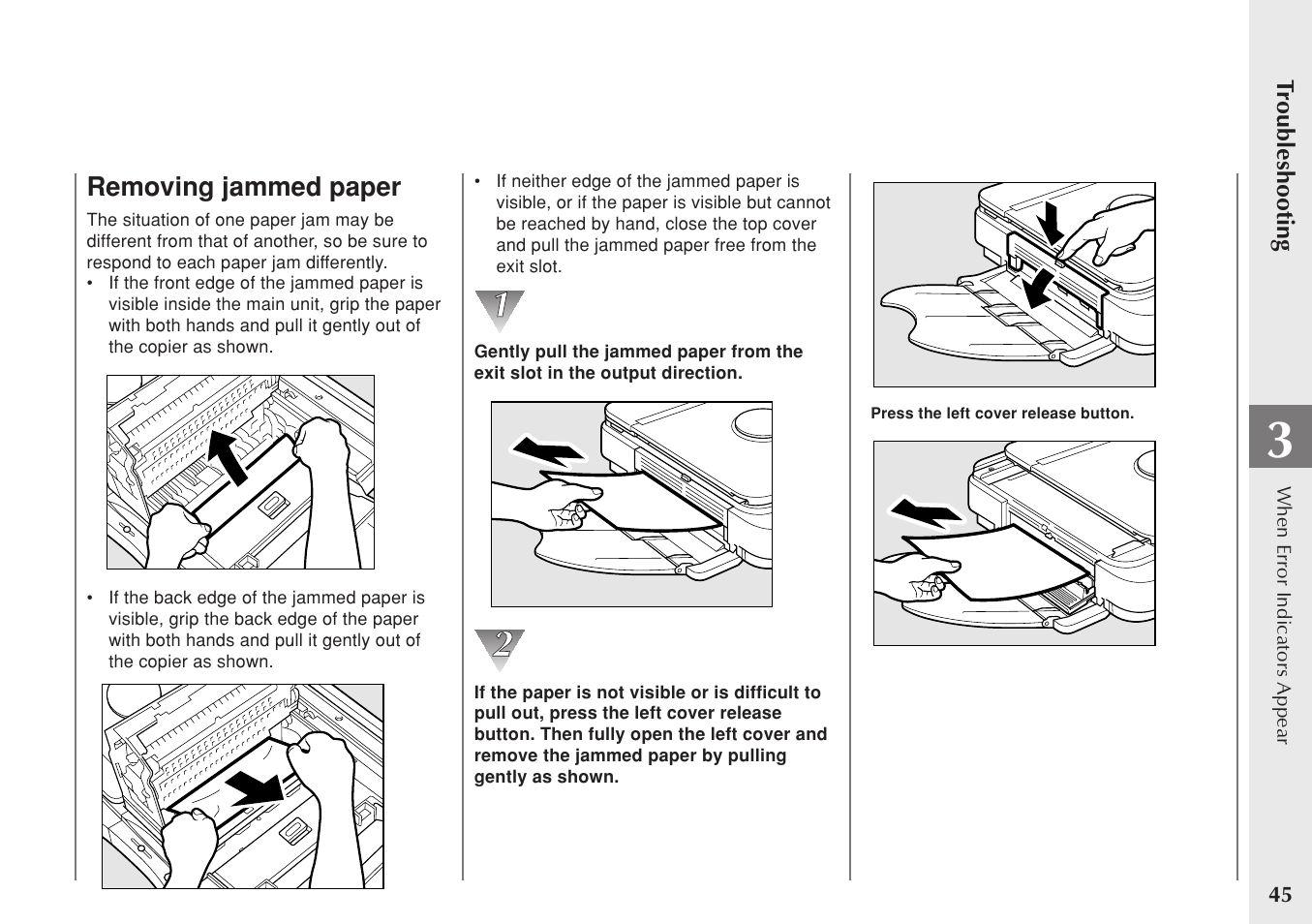 Removing jammed paper | Canon PC 140 User Manual | Page 47 / 60