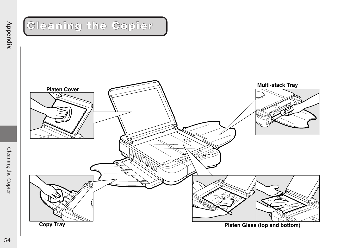 Cleaning the copier | Canon PC 140 User Manual | Page 56 / 60