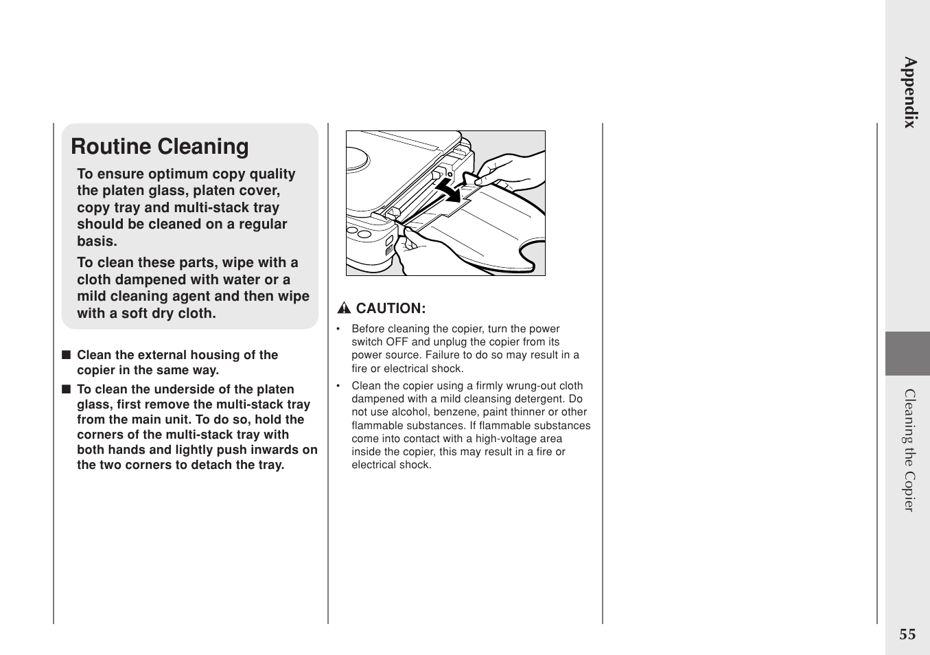 Routine cleaning, Appendix | Canon PC 140 User Manual | Page 57 / 60