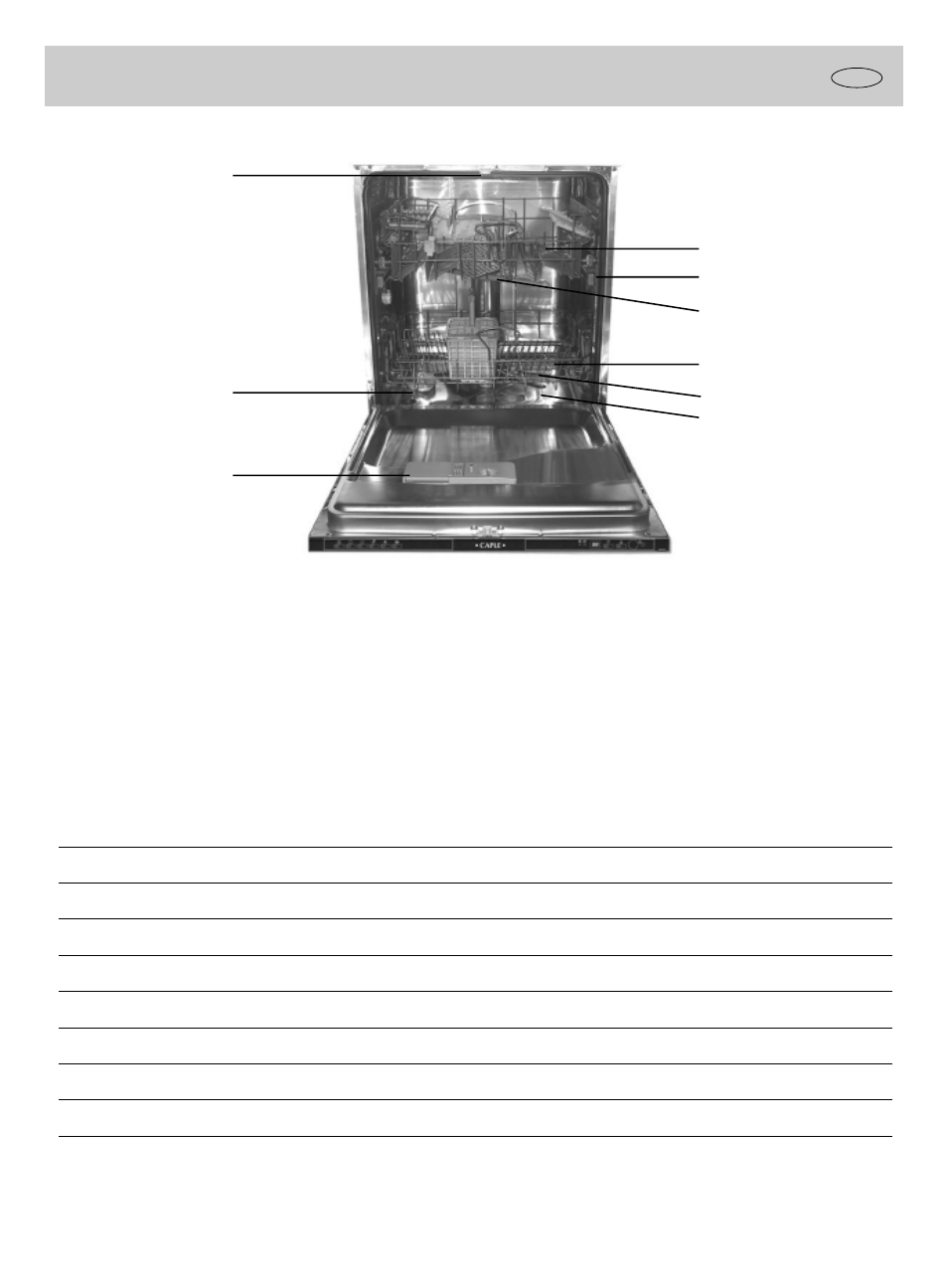 Close-up view (interior), Dh g i | Caple Di605DL User Manual | Page 3 / 12