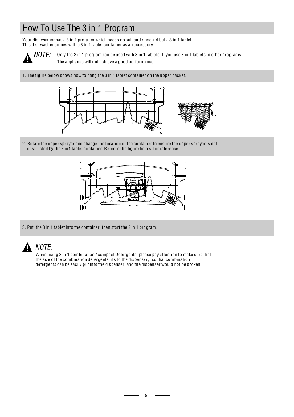 How to use the 3 in 1 program | Caple Di614 User Manual | Page 11 / 29