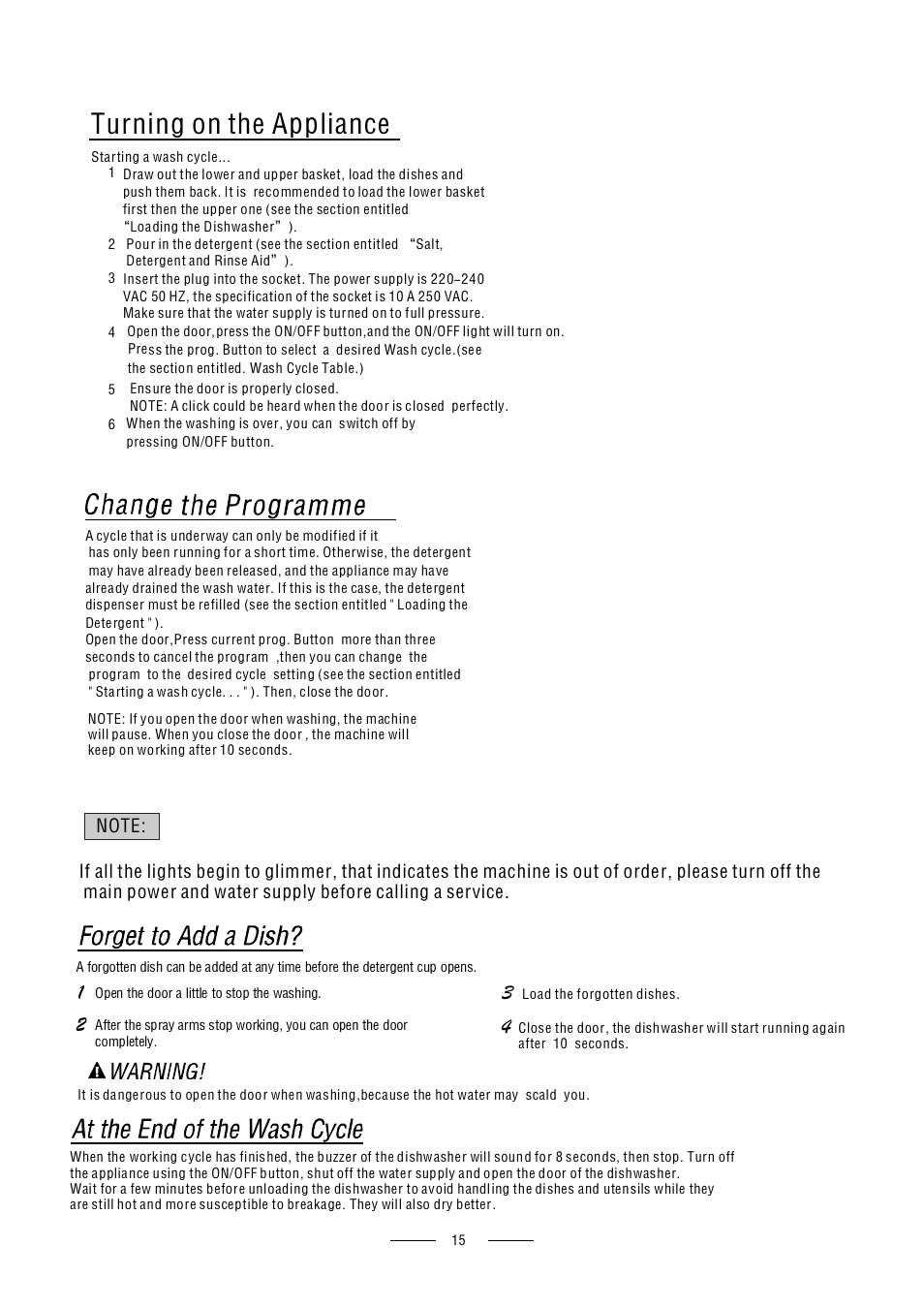 Turning on the appliance | Caple Di614 User Manual | Page 17 / 29