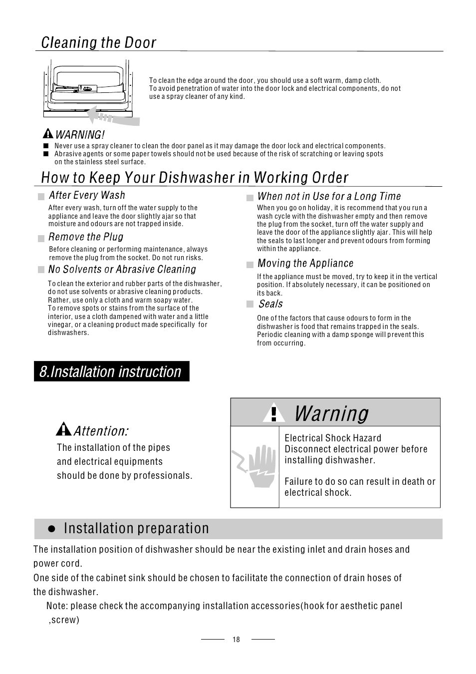 Installation preparation | Caple Di614 User Manual | Page 20 / 29