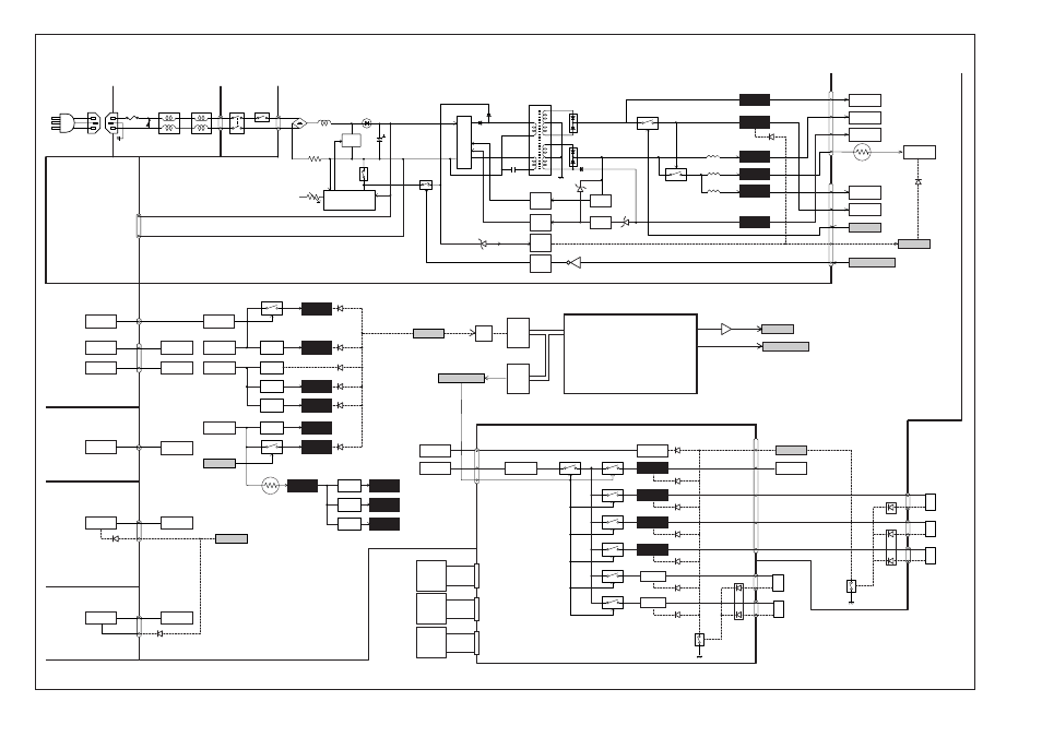 Power supply lines (lv-7105u/lv-7105e), Lamp ballast unit, S-5v | 12v2, 5v 15.5v, 5v assy pwb, audio, 12v assy pwb, temp, S5vd, S3.3v1, S2.5v | Canon LV-7105E/D78-5133 User Manual | Page 124 / 134