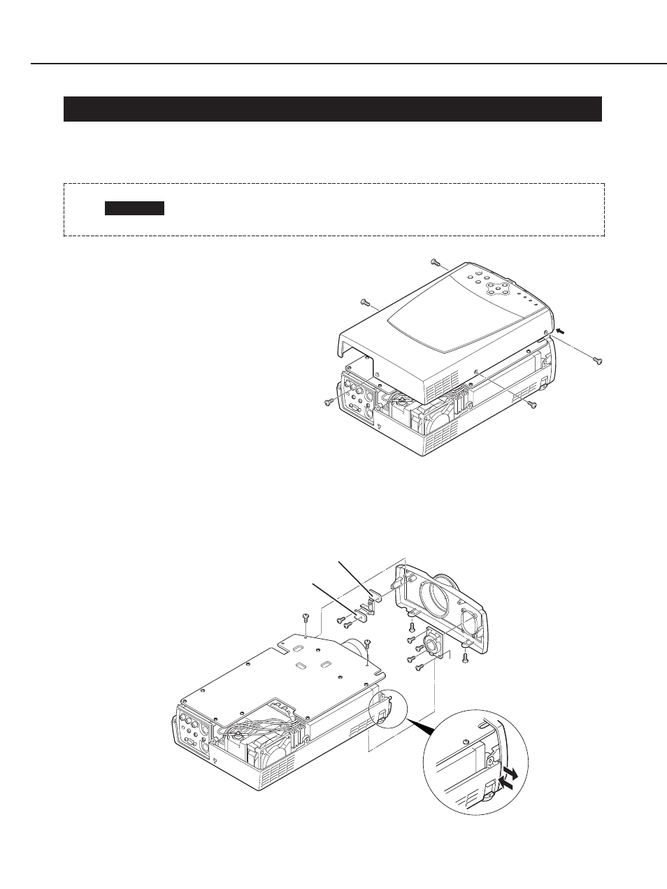 Mechanical disassemblies, Mechanical disassemblies -5, 1 cabinet top removal | 2 cabinet front and speaker removal | Canon LV-7105E/D78-5133 User Manual | Page 39 / 134