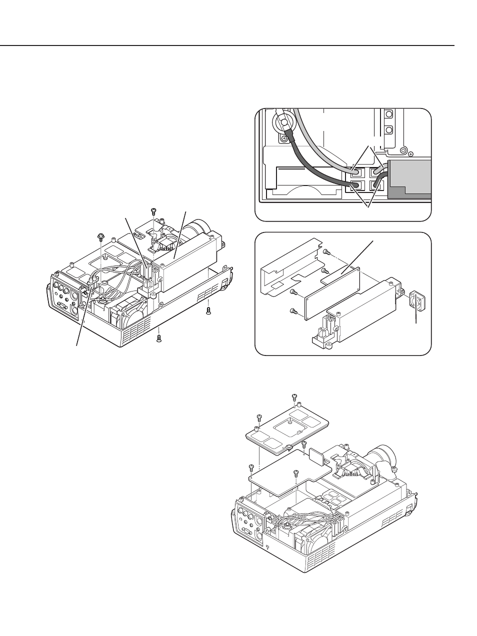 7 lamp ballast unit fan (fn905) removal, 8 power board removal | Canon LV-7105E/D78-5133 User Manual | Page 42 / 134