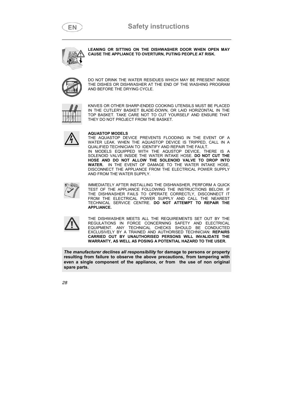 Safety instructions | Caple Di453 User Manual | Page 15 / 34