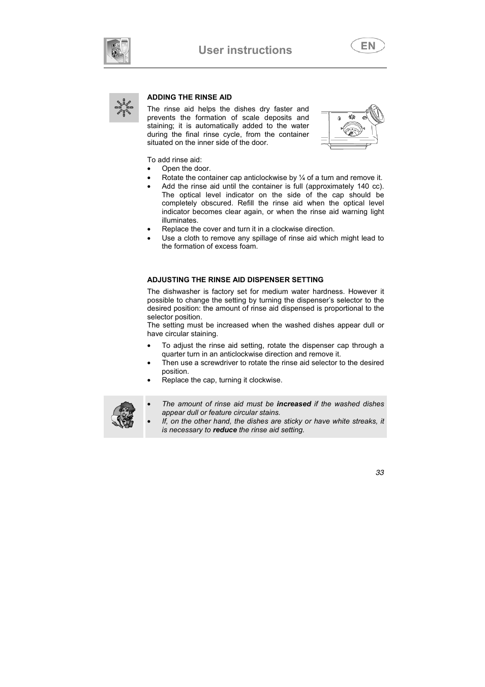 User instructions | Caple Di453 User Manual | Page 20 / 34