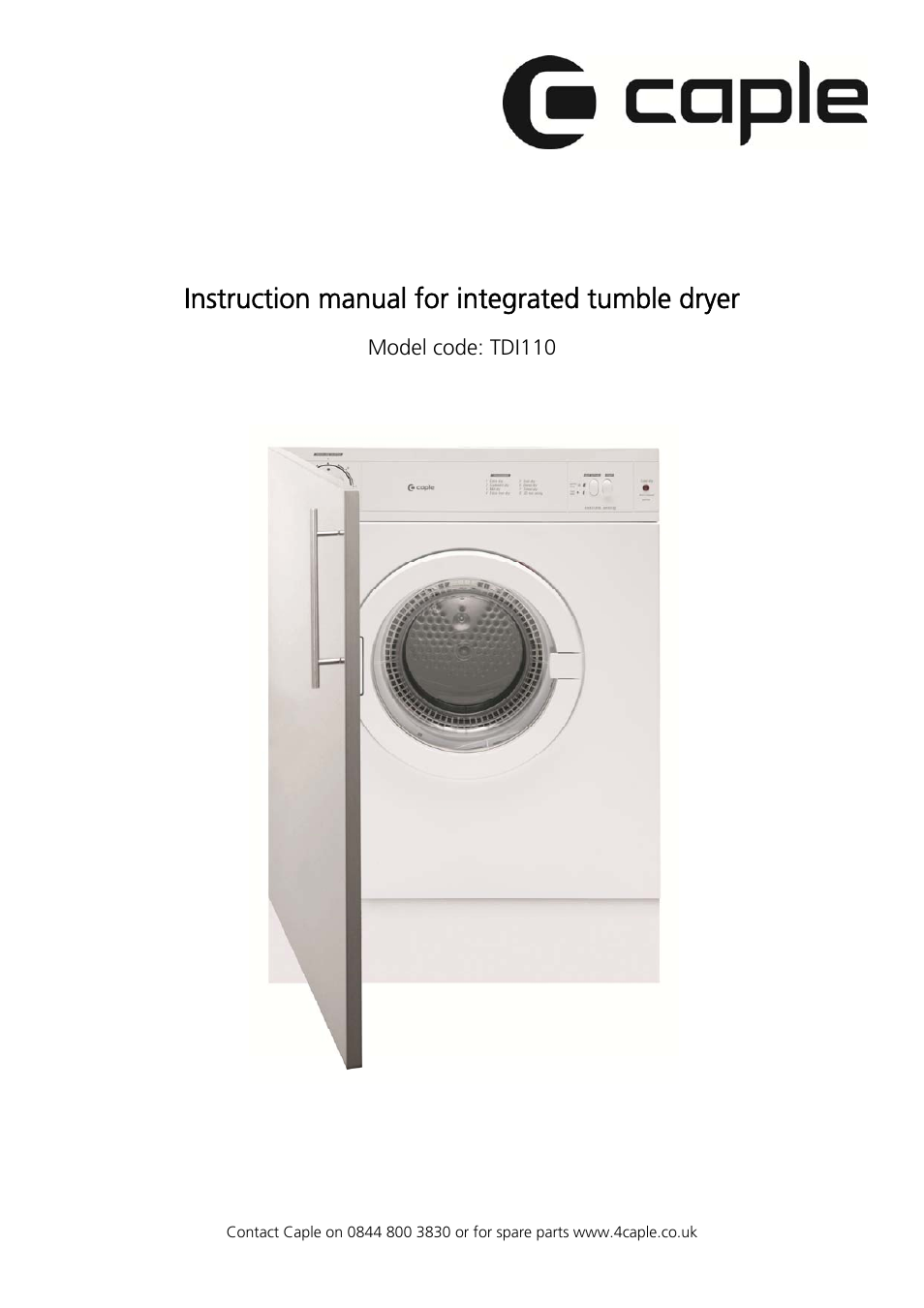 Caple TDi110 User Manual | 12 pages