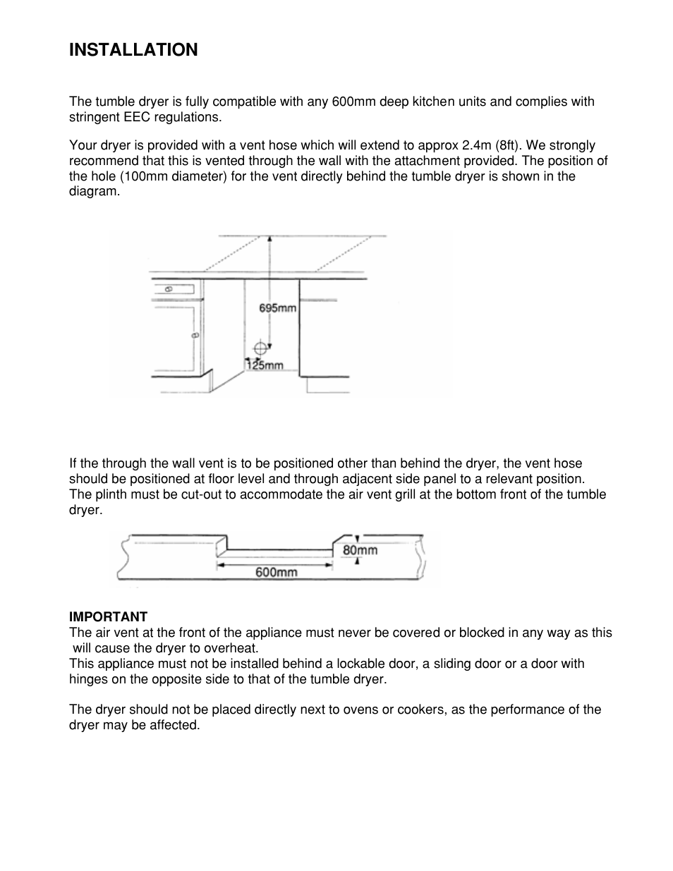 Installation | Caple TDi110 User Manual | Page 4 / 12