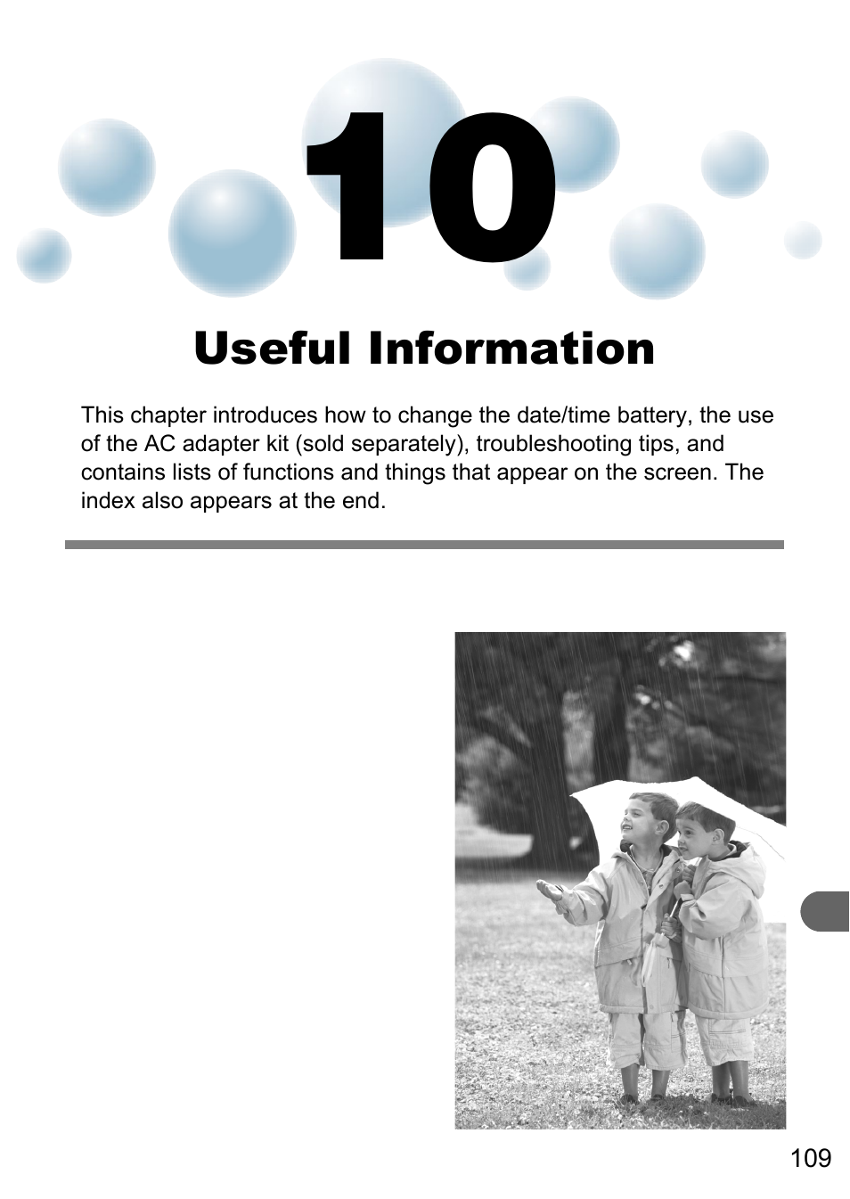 10 useful information, Useful information | Canon PowerShot A495 User Manual | Page 109 / 131
