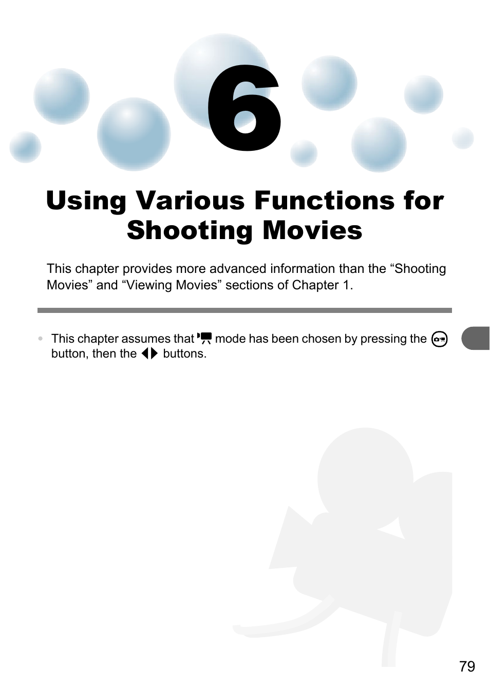 6 using various functions for shooting movies, Using various functions for shooting movies | Canon PowerShot A495 User Manual | Page 79 / 131