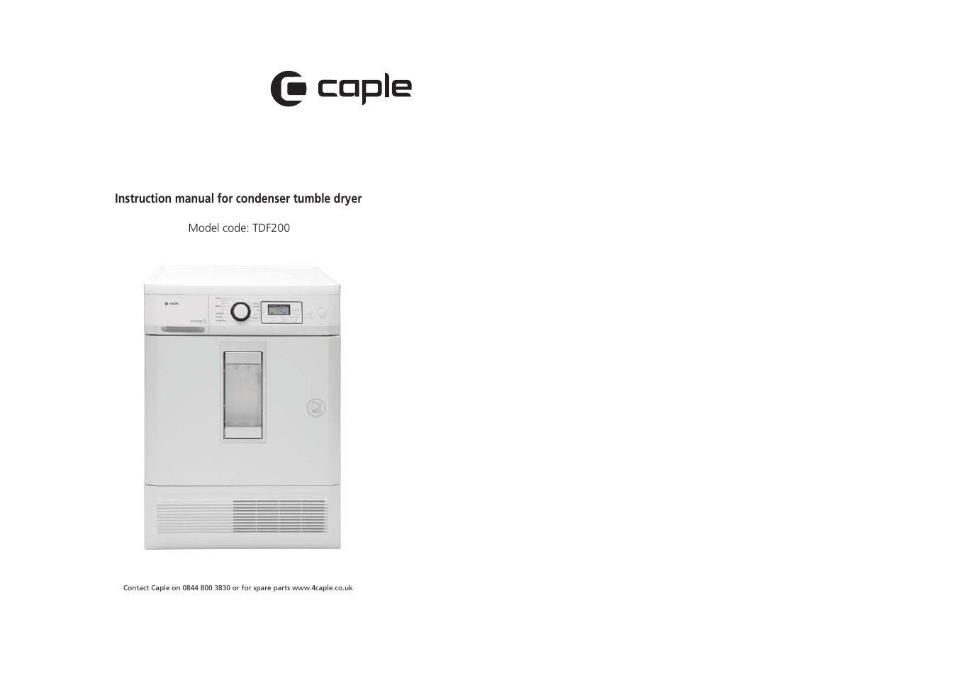 Caple TDF200 User Manual | 17 pages