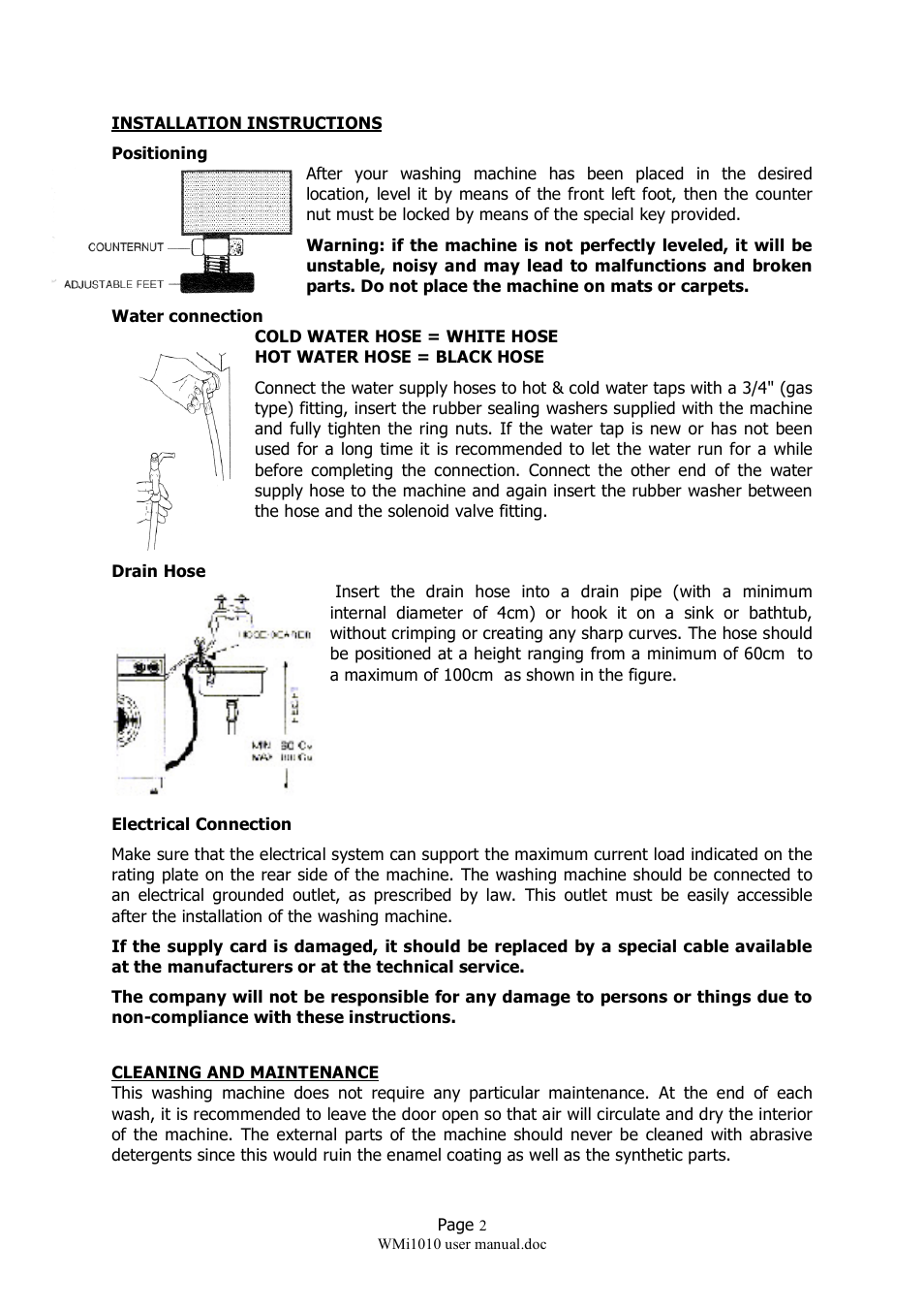 Caple WMi1010 User Manual | Page 2 / 10