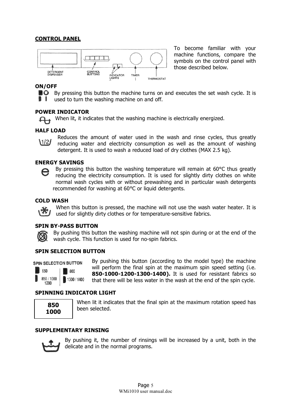 Caple WMi1010 User Manual | Page 5 / 10