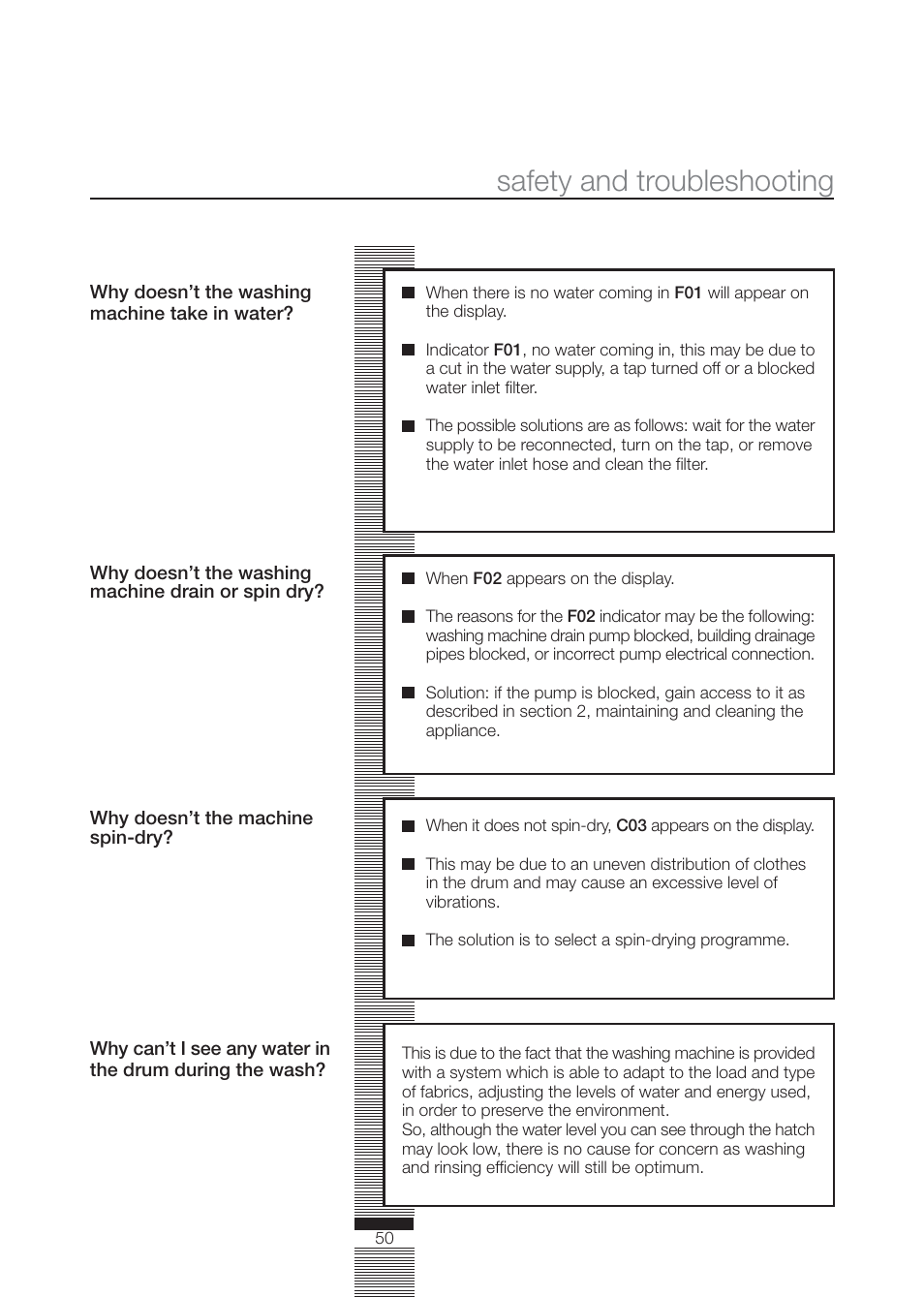 Safety and troubleshooting | Caple WMF1020 User Manual | Page 23 / 25