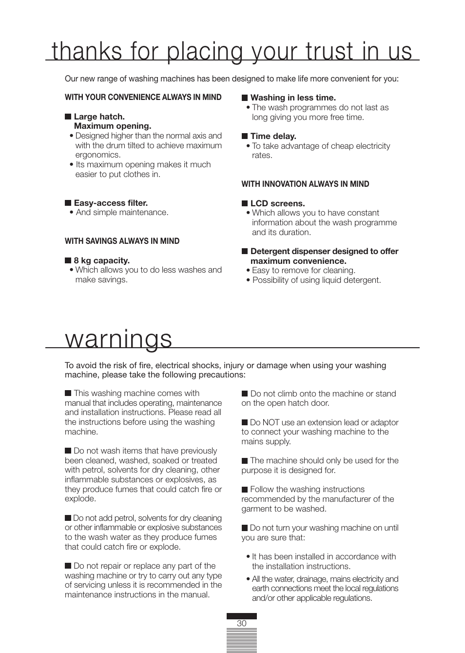 Warnings | Caple WMF1020 User Manual | Page 3 / 25