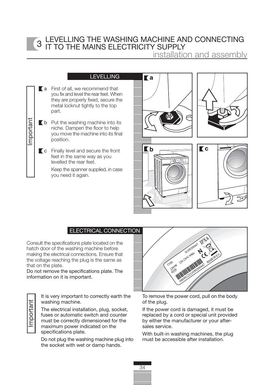 Installation and assembly 3 | Caple WMF1020 User Manual | Page 7 / 25